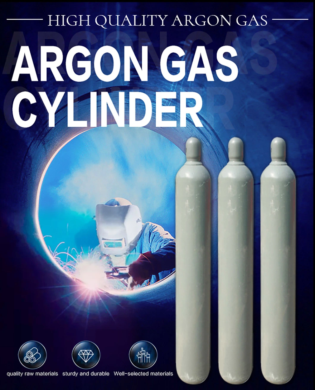 Hot Sales Industrial 50L 200bar Capacity Liquid Argon Gas Cylinder 99.99%Pure